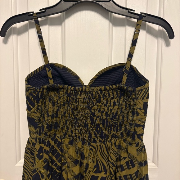 Maple Anthropologie Dress Size 2 Silk Green Navy Sweetheart Geometric Mini Lined - Picture 12 of 16